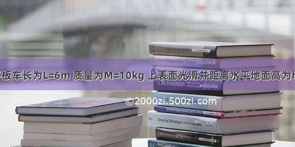 如图所示 平板车长为L=6m 质量为M=10kg 上表面光滑并距离水平地面高为h=1.25m 在