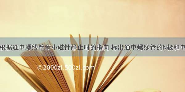 在图中根据通电螺线管旁小磁针静止时的指向 标出通电螺线管的N极和电流方向．