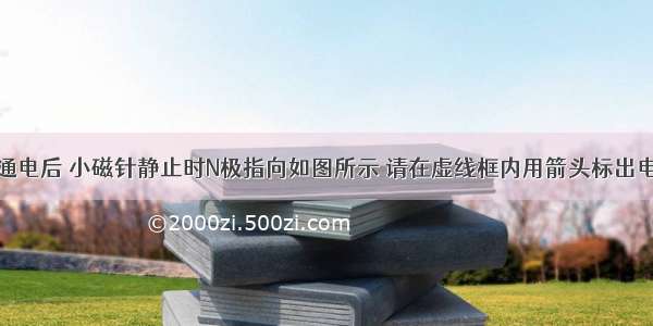 给螺线管通电后 小磁针静止时N极指向如图所示 请在虚线框内用箭头标出电流的方向．