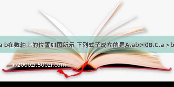 有理数a b在数轴上的位置如图所示 下列式子成立的是A.ab＞0B.C.a＞bD.a＜b