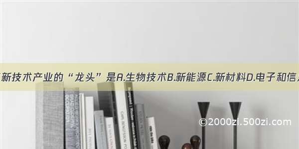 高新技术产业的“龙头”是A.生物技术B.新能源C.新材料D.电子和信息