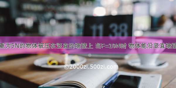 如图所示 重为5N的物体被压在竖直的墙壁上 当F=10N时 物体能沿竖直墙壁匀速下滑 