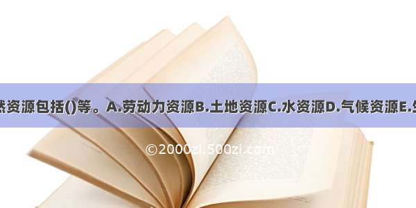 农业自然资源包括()等。A.劳动力资源B.土地资源C.水资源D.气候资源E.生物资源