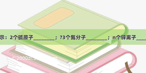 用化学符号表示：2个硫原子________；?3个氮分子________；n个锌离子________；钠原子