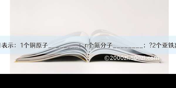 用数字和化学符号表示：1个铜原子________；n个氮分子________；?2个亚铁离子________．