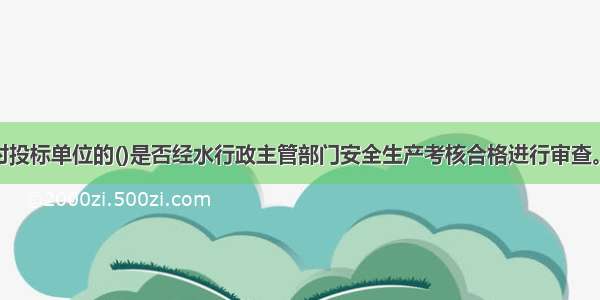 项目法人应对投标单位的()是否经水行政主管部门安全生产考核合格进行审查。A.法人代表