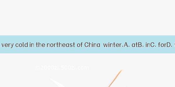 It is very cold in the northeast of China  winter.A. atB. inC. forD. till