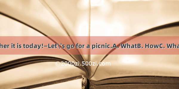 — fine weather it is today!—Let\'s go for a picnic.A. WhatB. HowC. What aD. How a