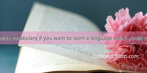 You must  a wide vocabulary if you want to learn a language well. A. build upB. put on C.