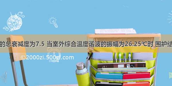 若围护结构的总衰减度为7.5 当室外综合温度谐波的振幅为26.25℃时 围护结构内表面受