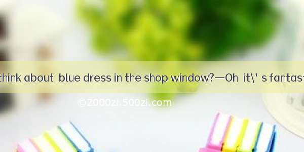 —What do you think about  blue dress in the shop window?—Oh  it\'s fantastic! It will make