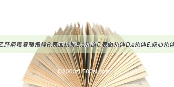 下列哪项是乙肝病毒复制指标A.表面抗原B.e抗原C.表面抗体D.e抗体E.核心抗体IgGABCDE