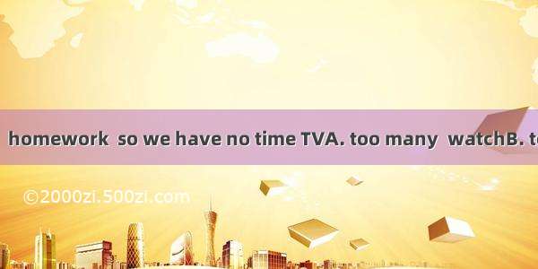 Every day we have  homework  so we have no time TVA. too many  watchB. too many  to watchC