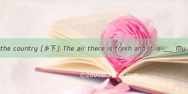 My __ home is in the country (乡下). The air there is fresh and it is __. My house is very b