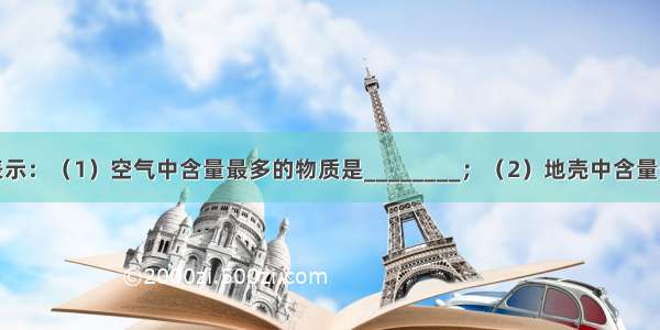 用化学符号表示：（1）空气中含量最多的物质是________；（2）地壳中含量最多的金属元