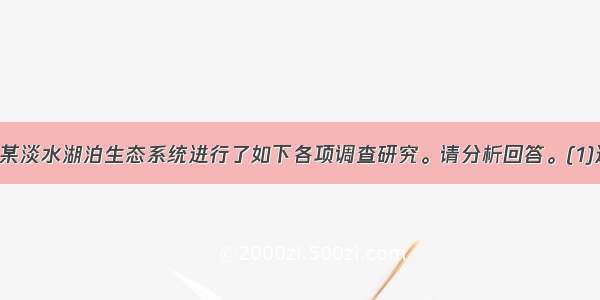 研究人员对某淡水湖泊生态系统进行了如下各项调查研究。请分析回答。(1)通过调查 绘