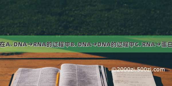 基因突变发生在A. DNA→RNA的过程中B. DNA→DNA的过程中C. RNA→蛋白质的过程中D.