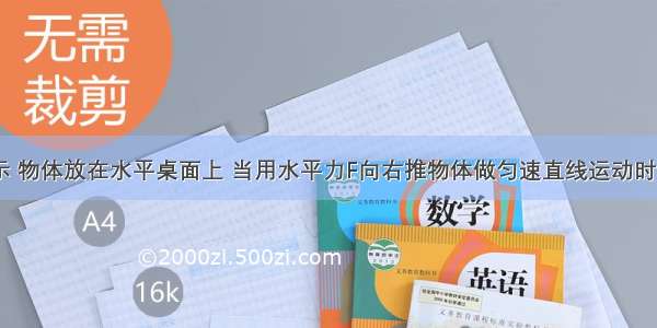 如图-2所示 物体放在水平桌面上 当用水平力F向右推物体做匀速直线运动时 力F的大小