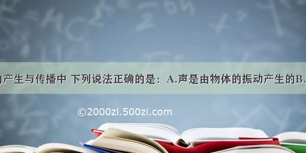 多选题声音的产生与传播中 下列说法正确的是：A.声是由物体的振动产生的B.声音传播需要