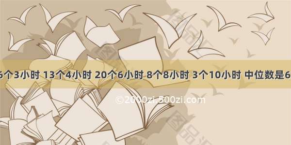 求中位数6个3小时 13个4小时 20个6小时 8个8小时 3个10小时 中位数是6小时对吗?