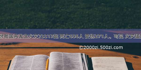 1至6月份我国共发生火灾73317起 死亡656人 受伤271人。可见 火灾猛如虎。如