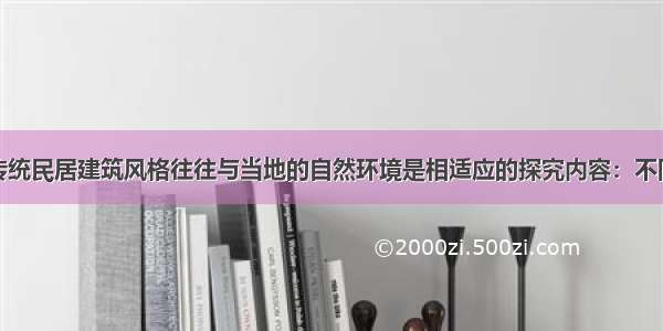 我国的许多传统民居建筑风格往往与当地的自然环境是相适应的探究内容：不同地区的民居