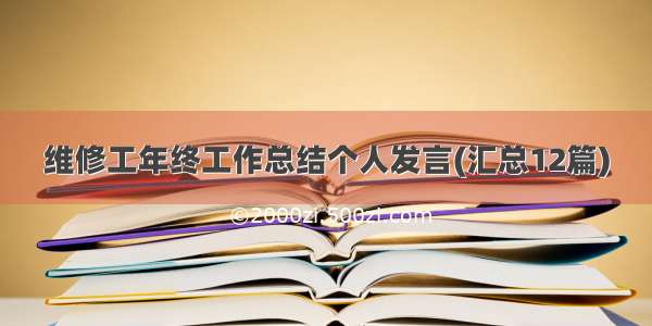 维修工年终工作总结个人发言(汇总12篇)