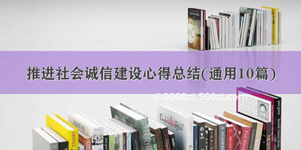 推进社会诚信建设心得总结(通用10篇)