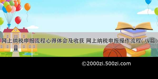 网上纳税申报流程心得体会及收获 网上纳税申报操作流程(八篇)